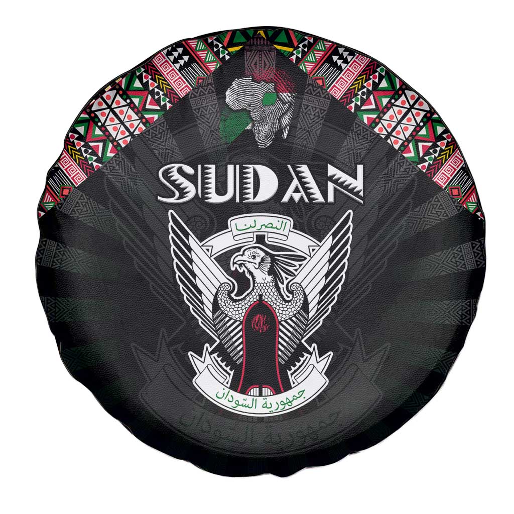 Sudan Roots Spare Tire Cover African Map in Fingerprint and Tribal Colors