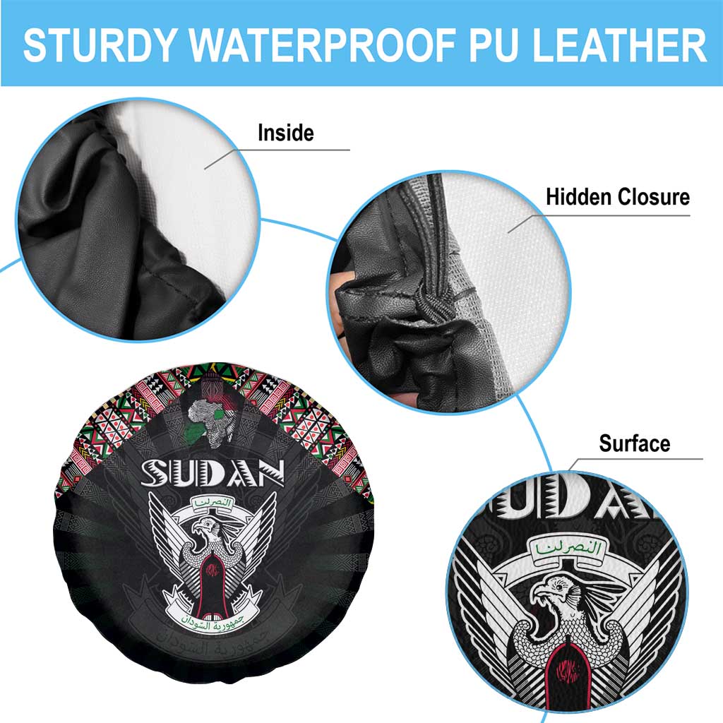 Sudan Roots Spare Tire Cover African Map in Fingerprint and Tribal Colors