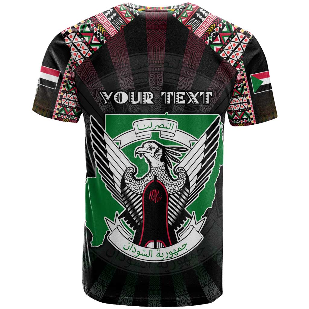 Personalized Sudan Roots T Shirt African Map in Fingerprint and Tribal Colors