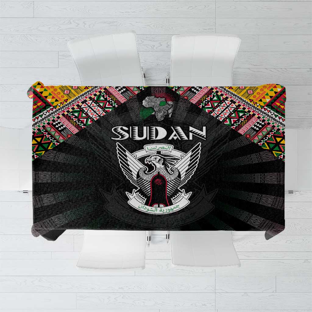 Sudan Roots Tablecloth African Map in Fingerprint and Tribal Colors