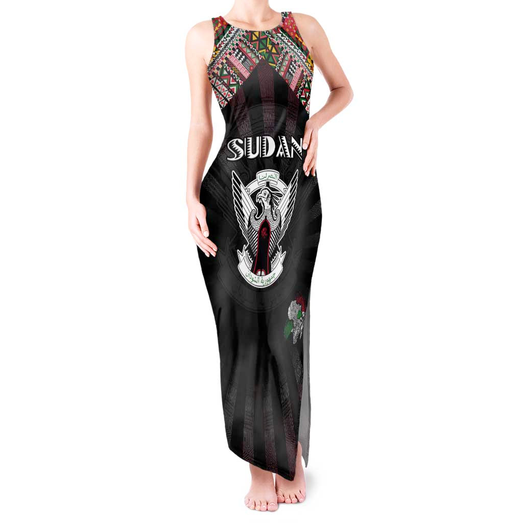 Personalized Sudan Roots Tank Maxi Dress African Map in Fingerprint and Tribal Colors