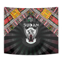 Sudan Roots Tapestry African Map in Fingerprint and Tribal Colors