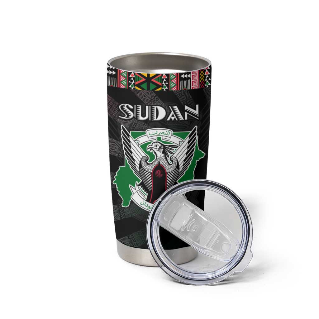 Sudan Roots Tumbler Cup African Map in Fingerprint and Tribal Colors