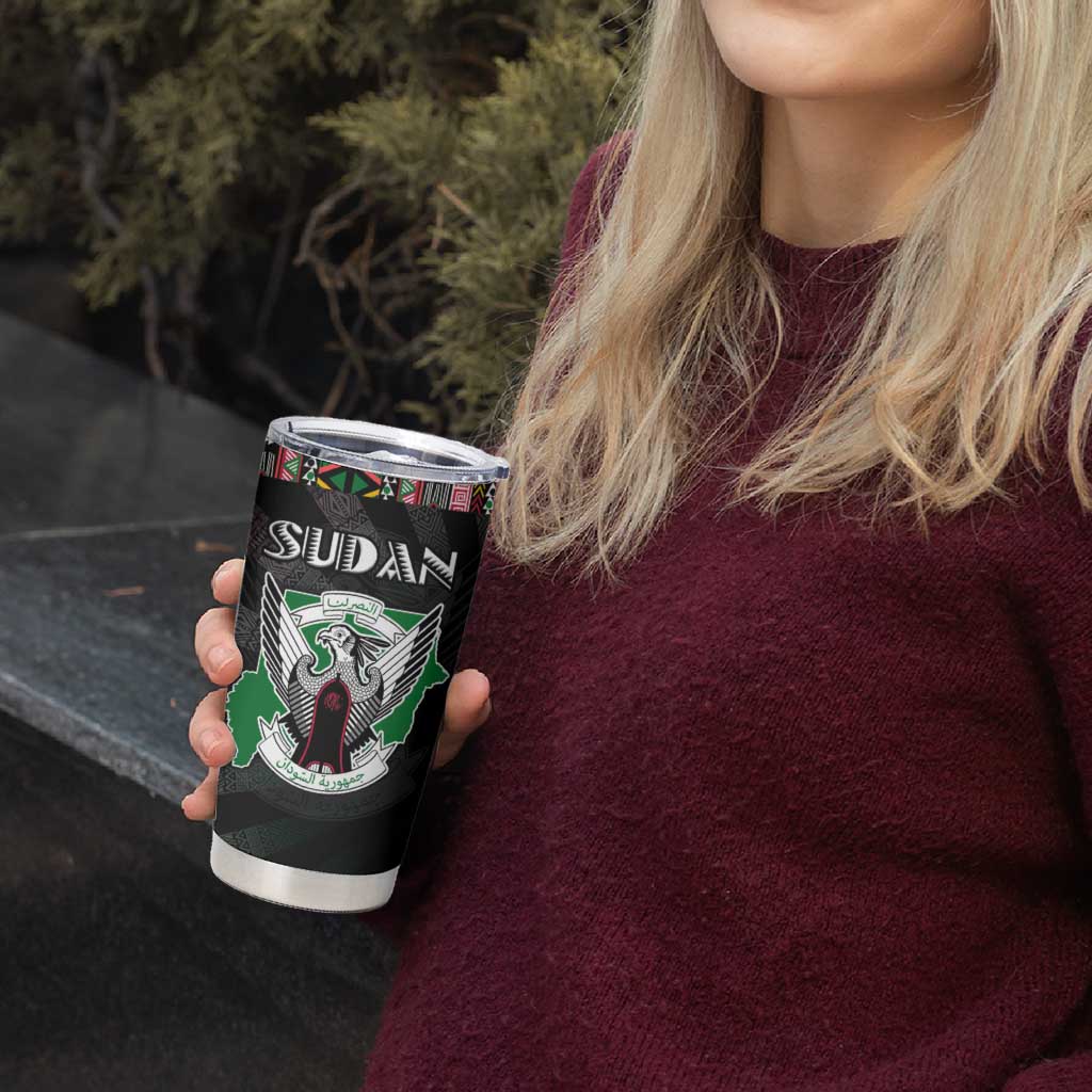 Sudan Roots Tumbler Cup African Map in Fingerprint and Tribal Colors