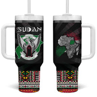 Sudan Roots Tumbler With Handle African Map in Fingerprint and Tribal Colors