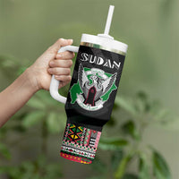 Sudan Roots Tumbler With Handle African Map in Fingerprint and Tribal Colors