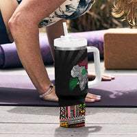 Sudan Roots Tumbler With Handle African Map in Fingerprint and Tribal Colors
