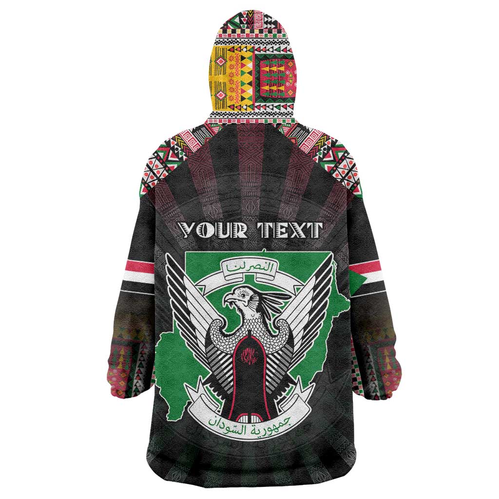 Personalized Sudan Roots Wearable Blanket Hoodie African Map in Fingerprint and Tribal Colors