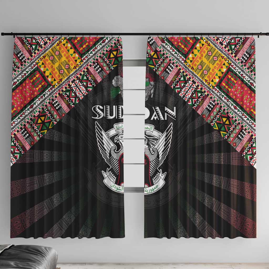 Sudan Roots Window Curtain African Map in Fingerprint and Tribal Colors