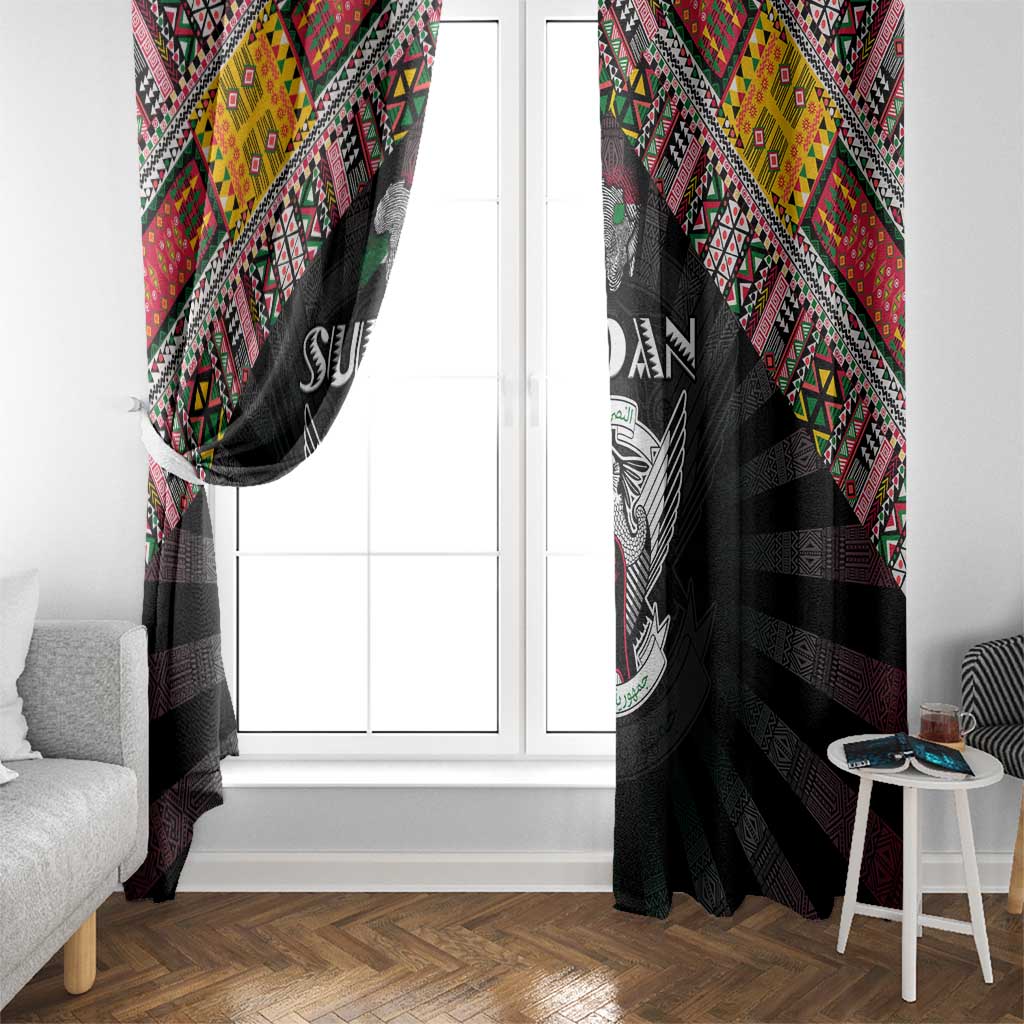 Sudan Roots Window Curtain African Map in Fingerprint and Tribal Colors