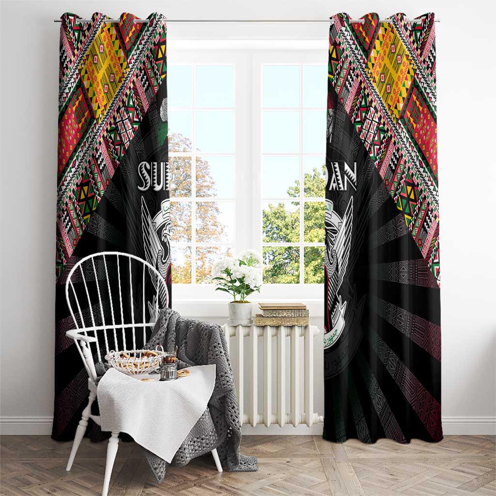 Sudan Roots Window Curtain African Map in Fingerprint and Tribal Colors