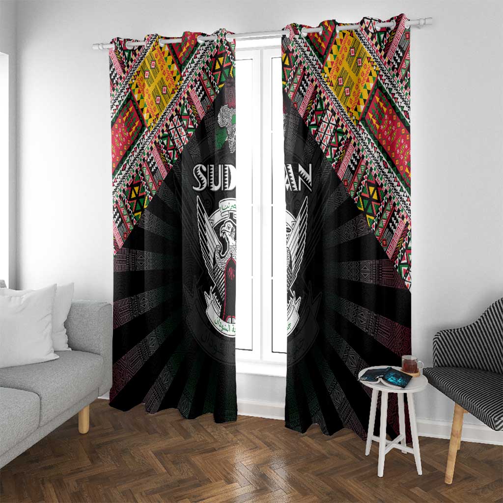 Sudan Roots Window Curtain African Map in Fingerprint and Tribal Colors