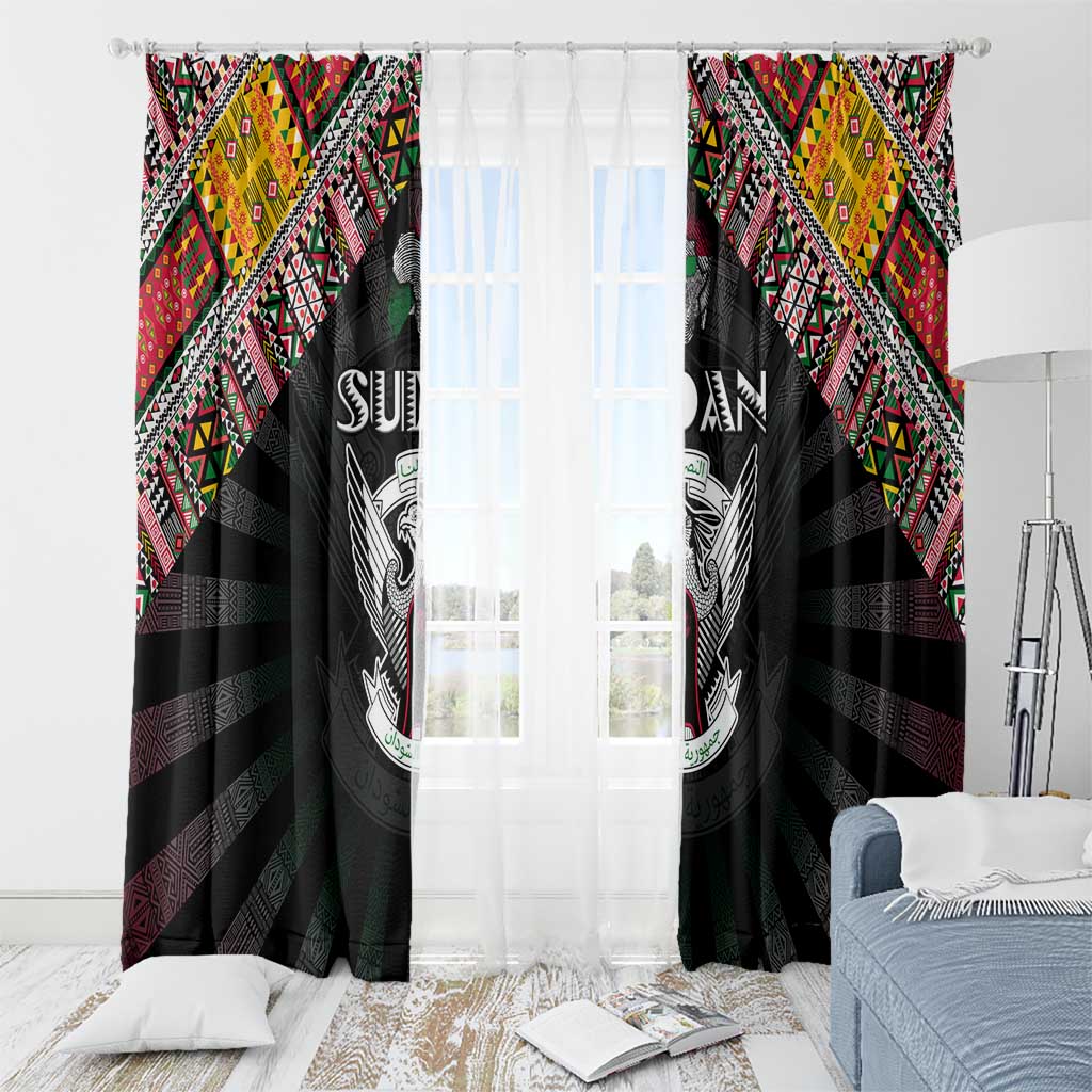 Sudan Roots Window Curtain African Map in Fingerprint and Tribal Colors