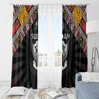 Sudan Roots Window Curtain African Map in Fingerprint and Tribal Colors