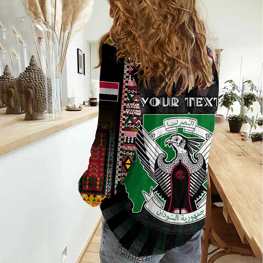 Personalized Sudan Roots Women Casual Shirt African Map in Fingerprint and Tribal Colors