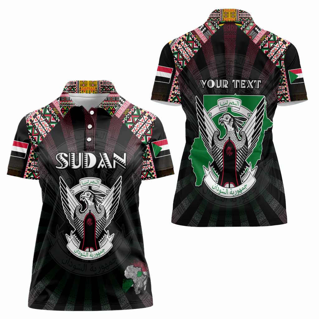 Personalized Sudan Roots Women Polo Shirt African Map in Fingerprint and Tribal Colors