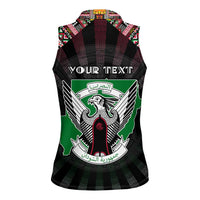 Personalized Sudan Roots Women Sleeveless Polo Shirt African Map in Fingerprint and Tribal Colors