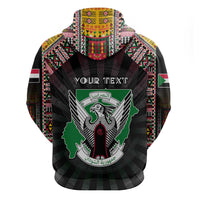 Personalized Sudan Roots Zip Hoodie African Map in Fingerprint and Tribal Colors