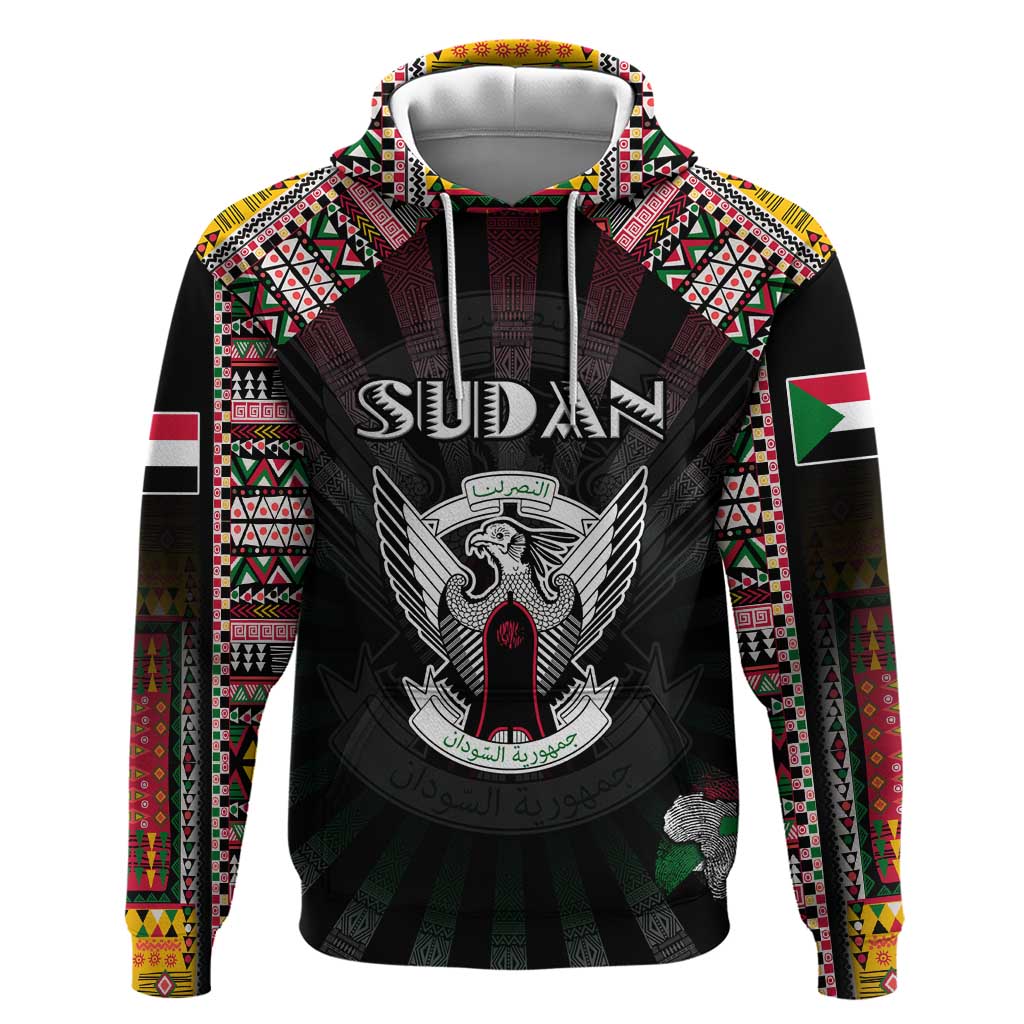 Personalized Sudan Roots Zip Hoodie African Map in Fingerprint and Tribal Colors