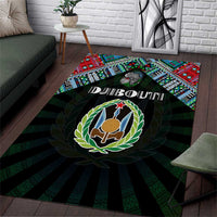 Djibouti Roots Area Rug African Map in Fingerprint and Tribal Colors
