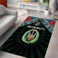 Djibouti Roots Area Rug African Map in Fingerprint and Tribal Colors