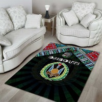 Djibouti Roots Area Rug African Map in Fingerprint and Tribal Colors