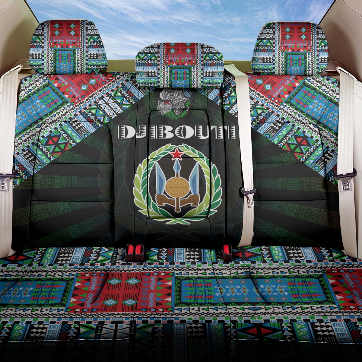 Djibouti Roots Back Car Seat Cover African Map in Fingerprint and Tribal Colors