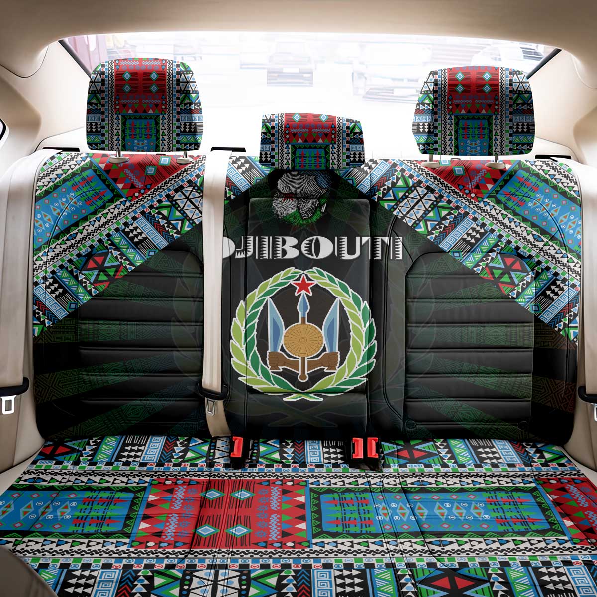 Djibouti Roots Back Car Seat Cover African Map in Fingerprint and Tribal Colors