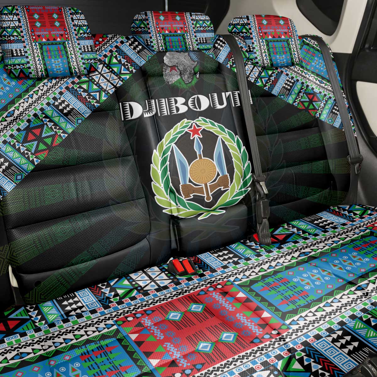 Djibouti Roots Back Car Seat Cover African Map in Fingerprint and Tribal Colors