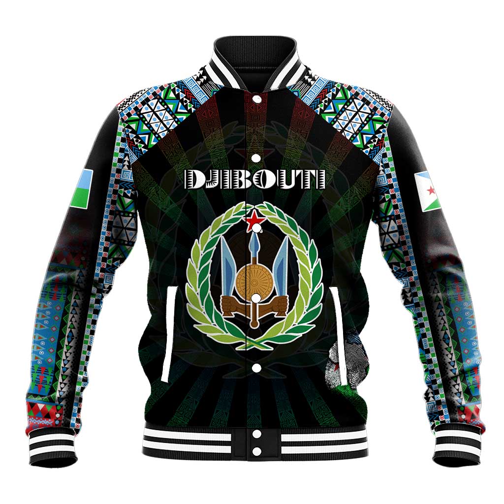Personalized Djibouti Roots Baseball Jacket African Map in Fingerprint and Tribal Colors