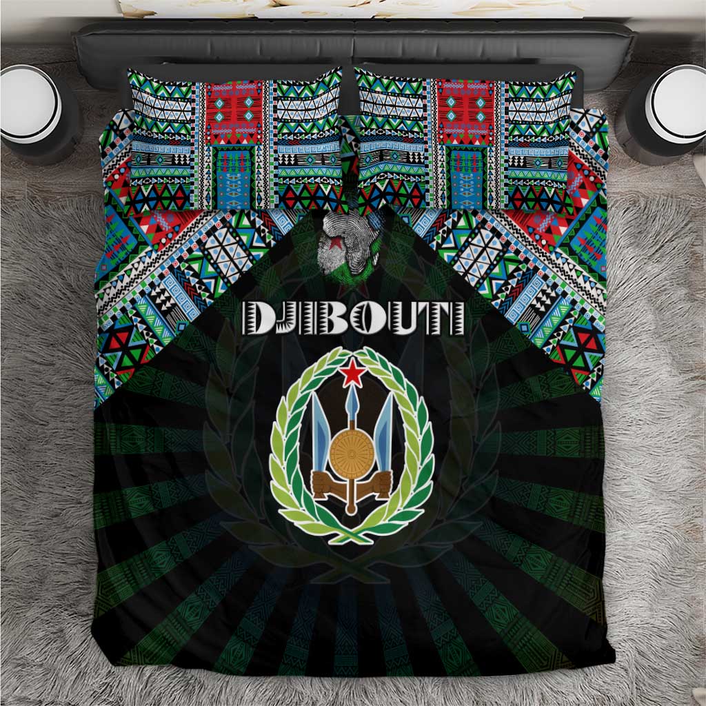 Djibouti Roots Bedding Set African Map in Fingerprint and Tribal Colors