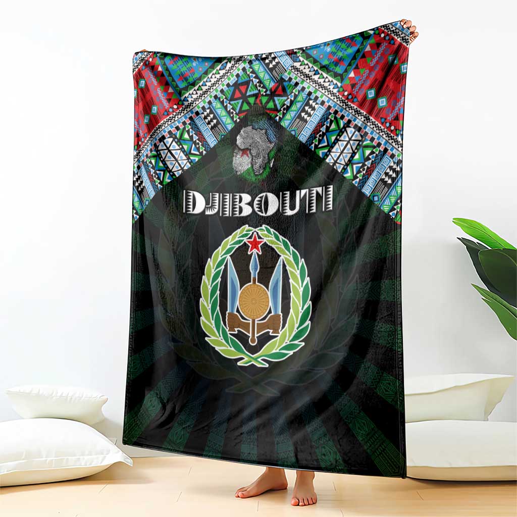 Djibouti Roots Blanket African Map in Fingerprint and Tribal Colors