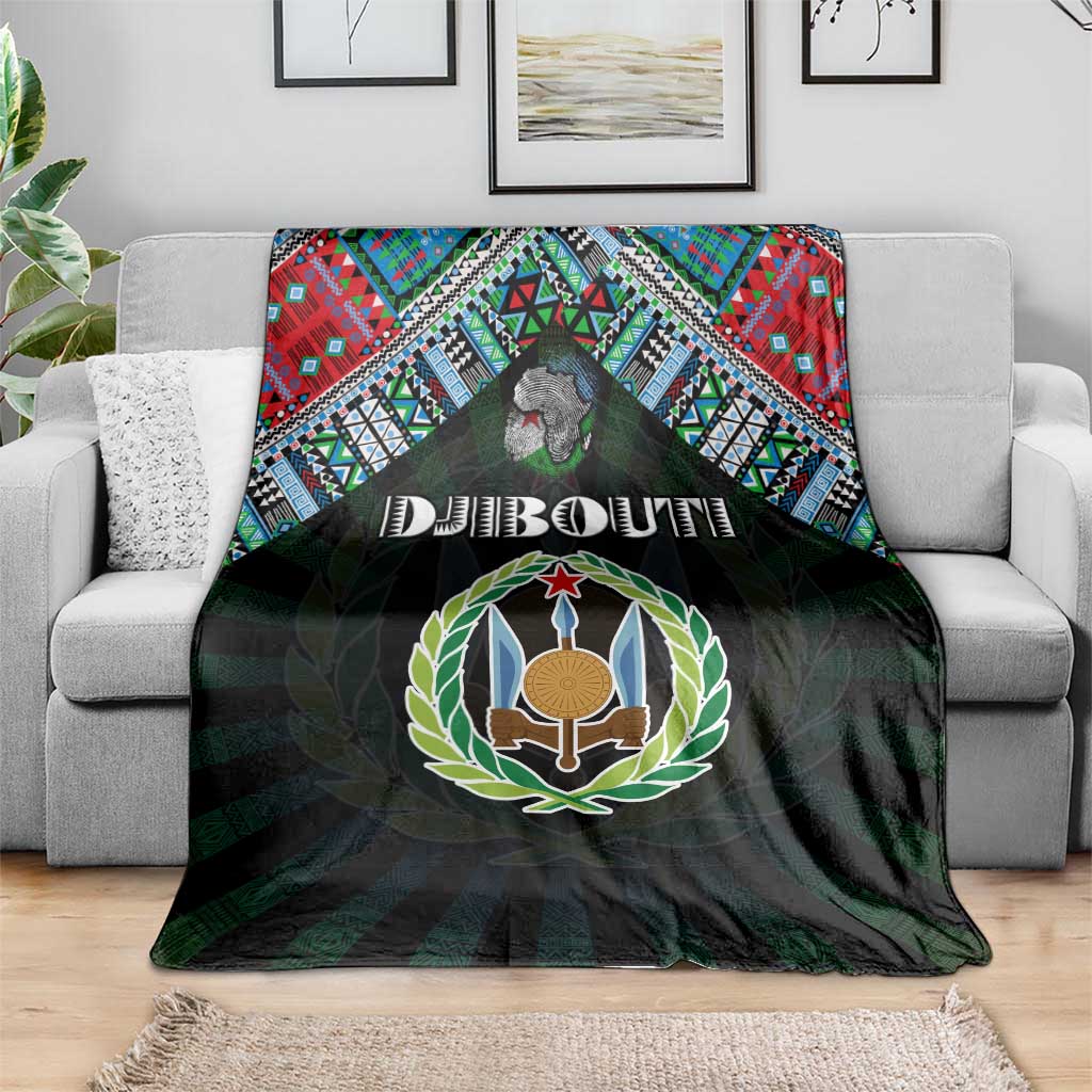 Djibouti Roots Blanket African Map in Fingerprint and Tribal Colors