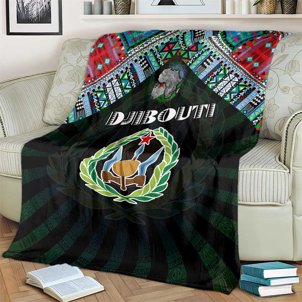 Djibouti Roots Blanket African Map in Fingerprint and Tribal Colors