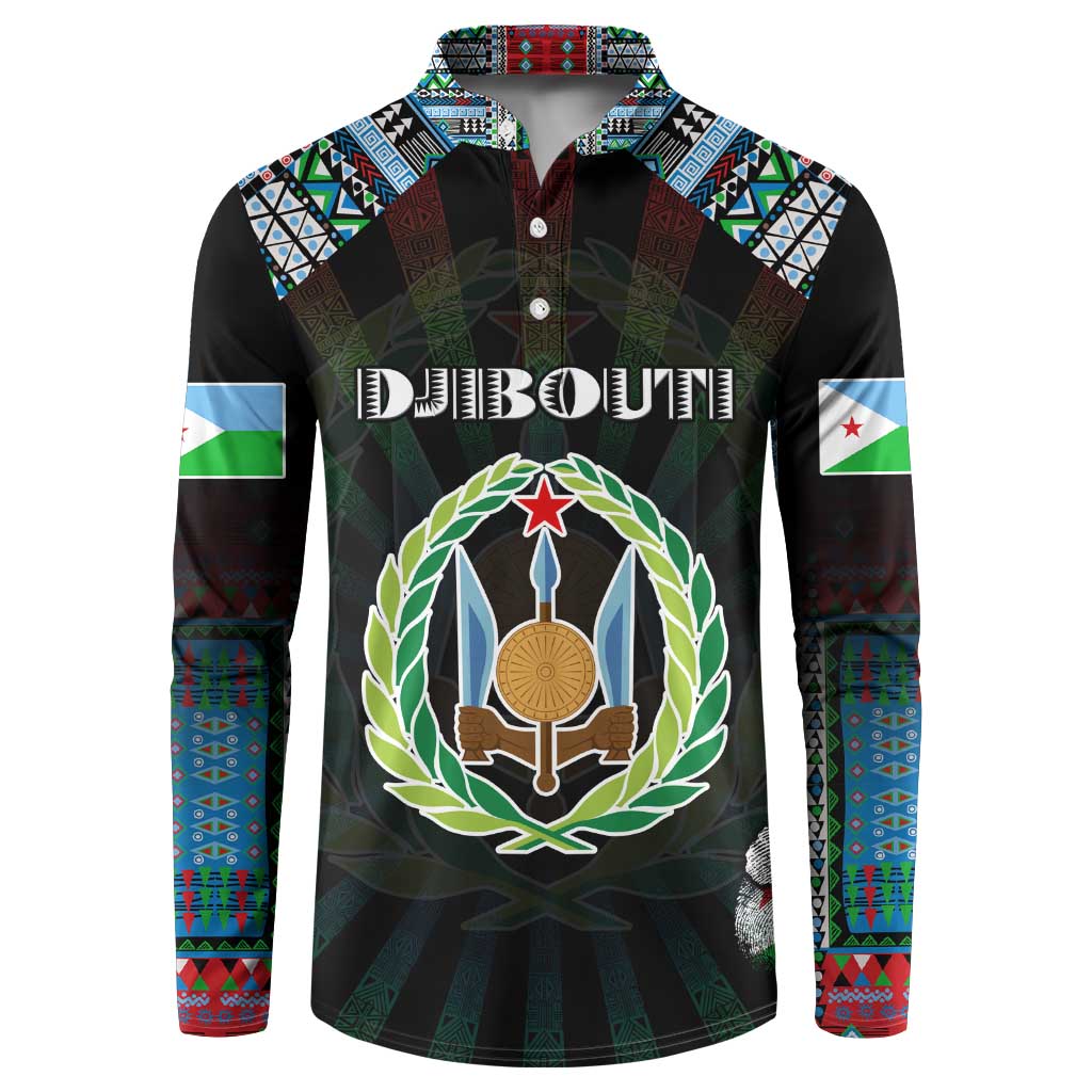 Personalized Djibouti Roots Button Sweatshirt African Map in Fingerprint and Tribal Colors