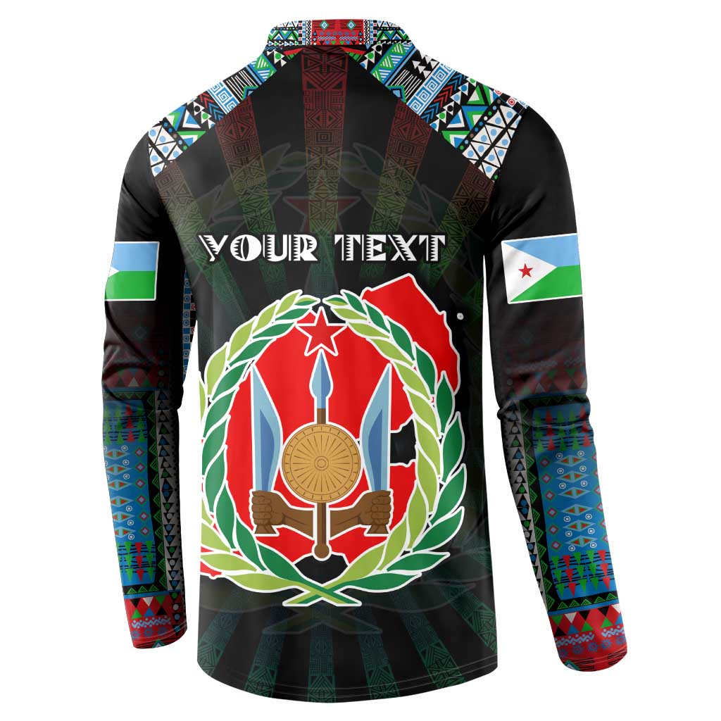 Personalized Djibouti Roots Button Sweatshirt African Map in Fingerprint and Tribal Colors