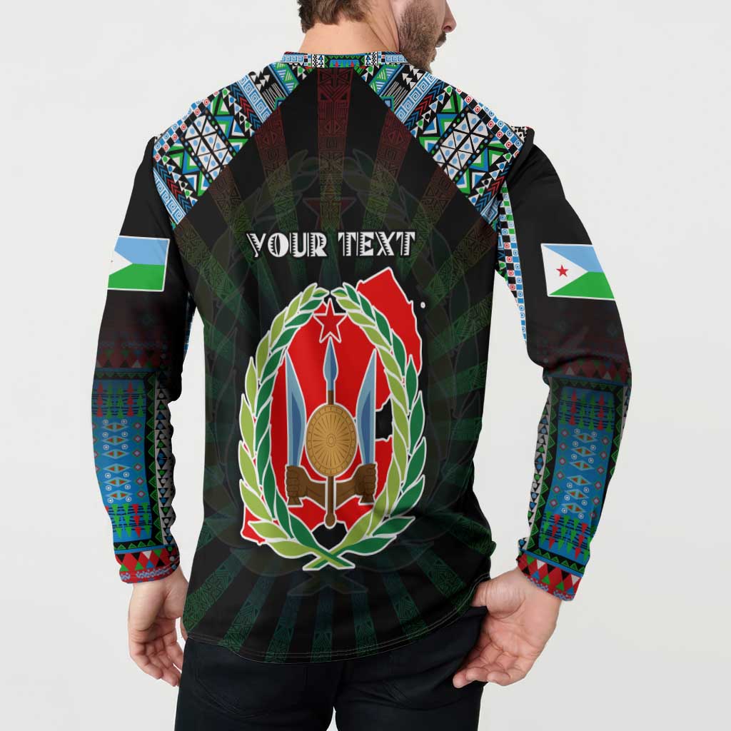 Personalized Djibouti Roots Button Sweatshirt African Map in Fingerprint and Tribal Colors