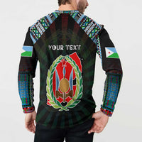 Personalized Djibouti Roots Button Sweatshirt African Map in Fingerprint and Tribal Colors