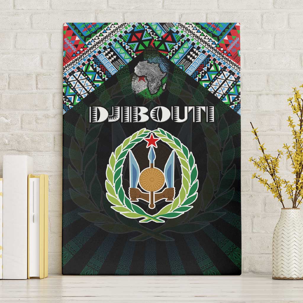 Djibouti Roots Canvas Wall Art African Map in Fingerprint and Tribal Colors