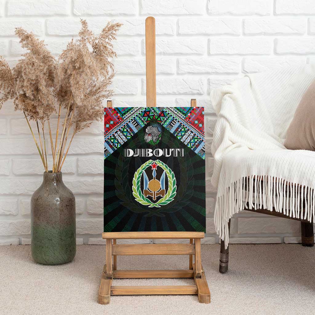 Djibouti Roots Canvas Wall Art African Map in Fingerprint and Tribal Colors