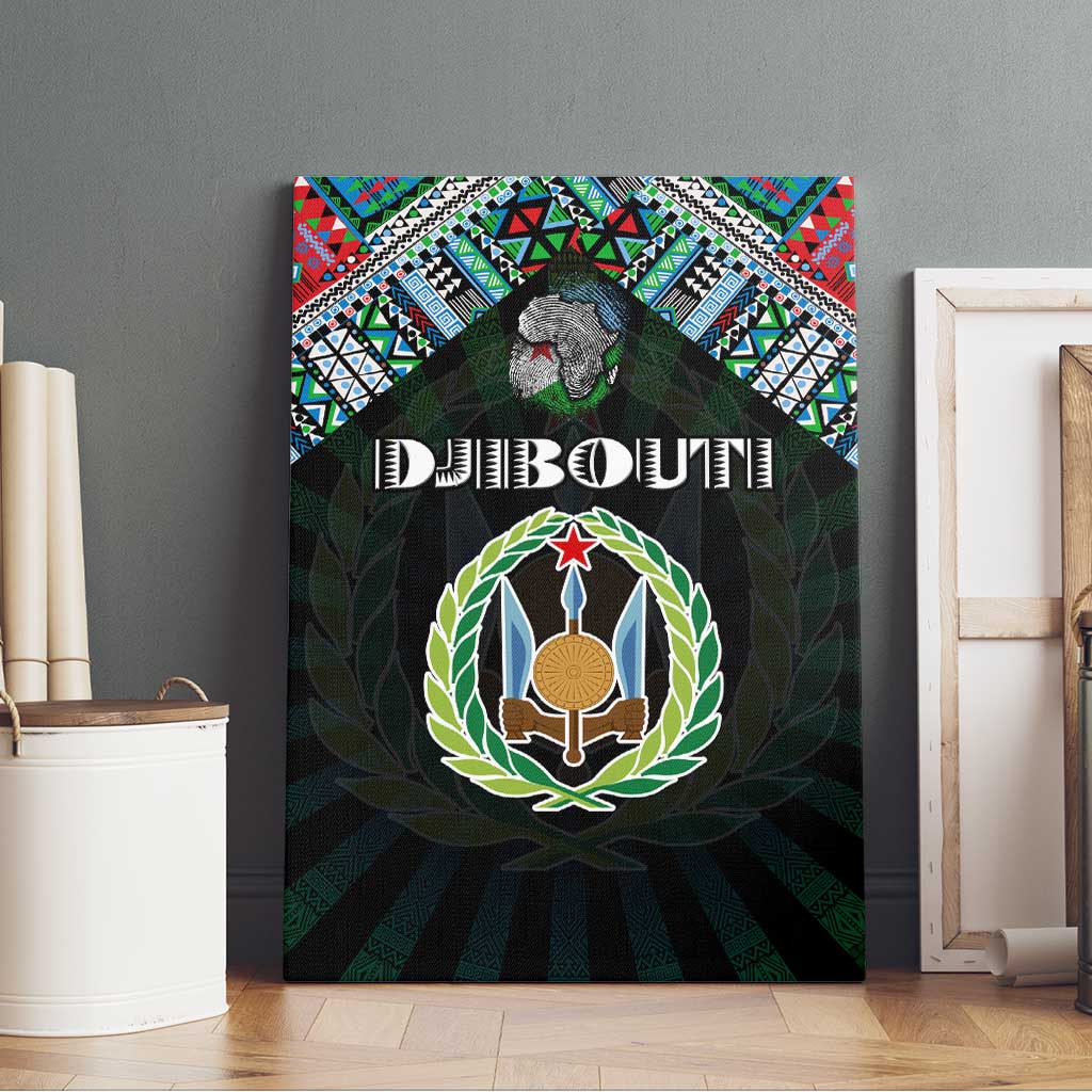 Djibouti Roots Canvas Wall Art African Map in Fingerprint and Tribal Colors