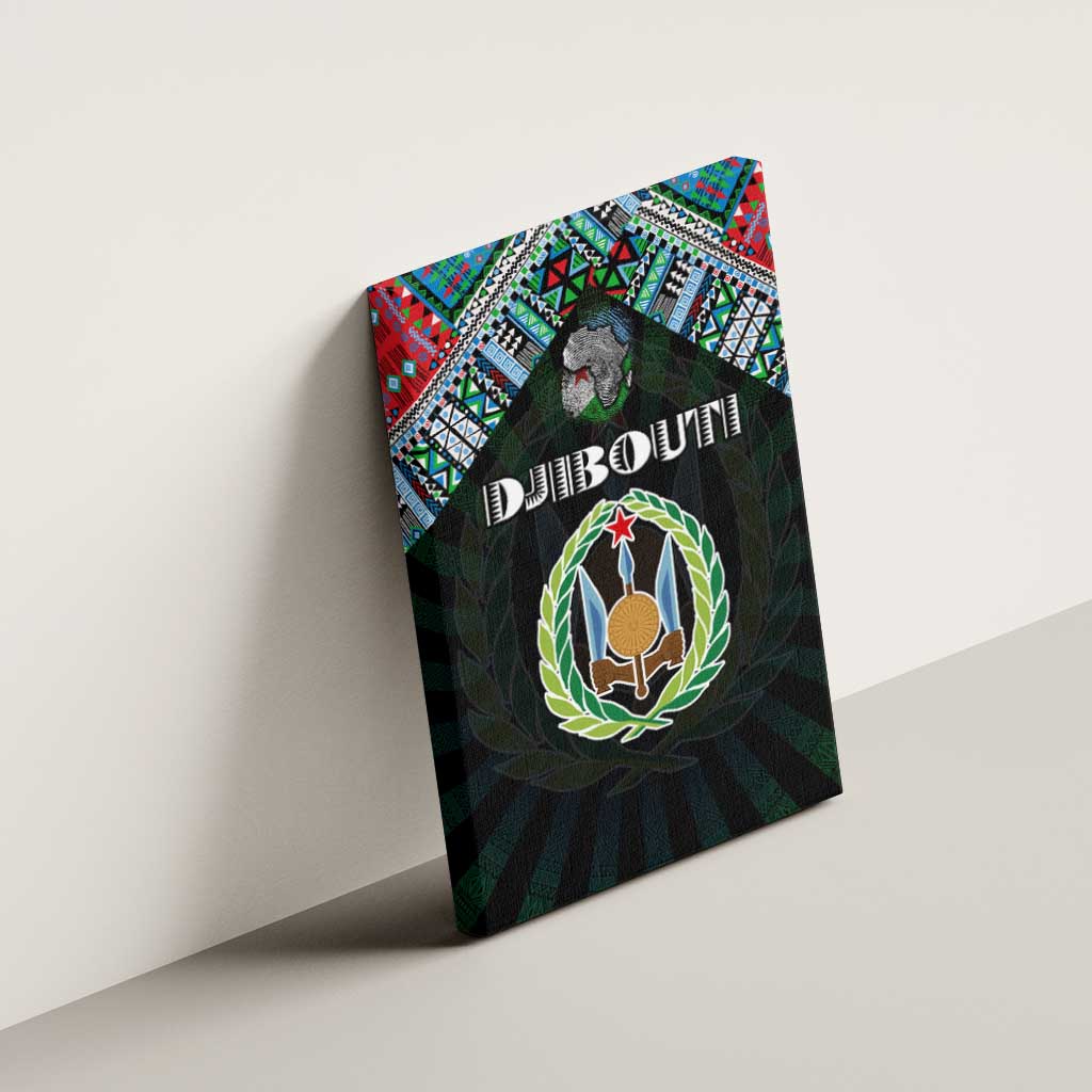 Djibouti Roots Canvas Wall Art African Map in Fingerprint and Tribal Colors