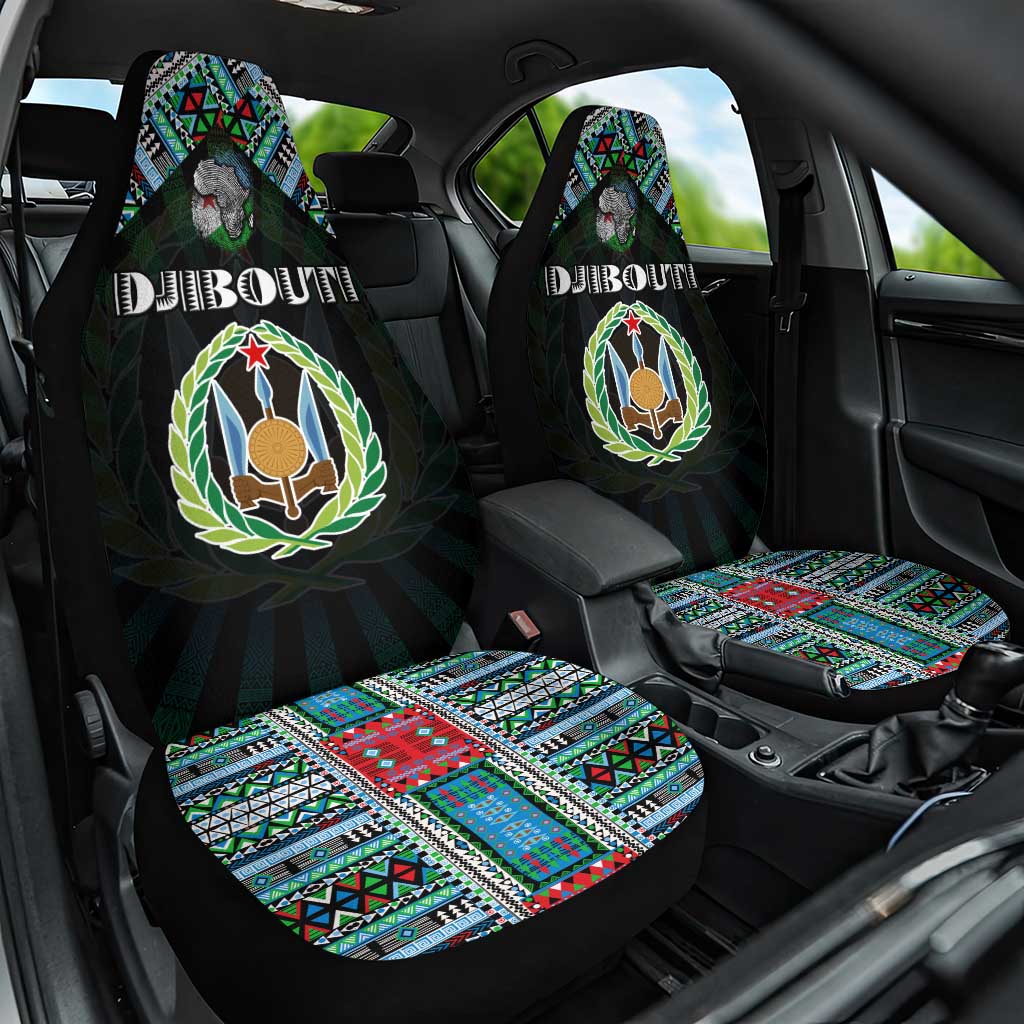 Djibouti Roots Car Seat Cover African Map in Fingerprint and Tribal Colors