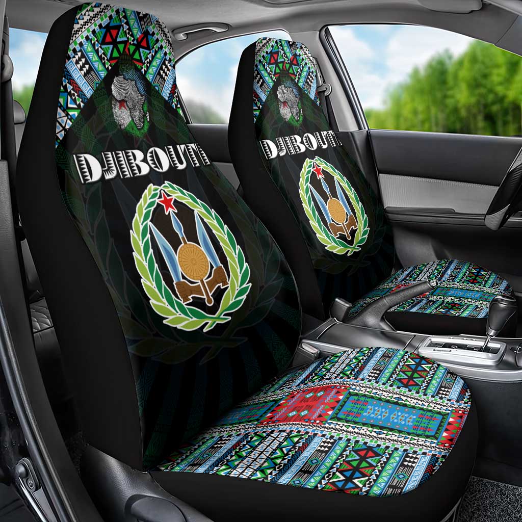 Djibouti Roots Car Seat Cover African Map in Fingerprint and Tribal Colors