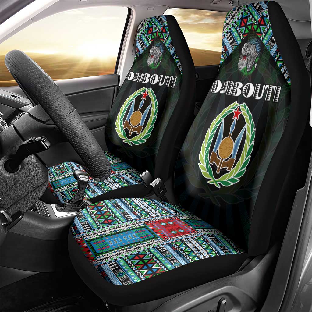 Djibouti Roots Car Seat Cover African Map in Fingerprint and Tribal Colors
