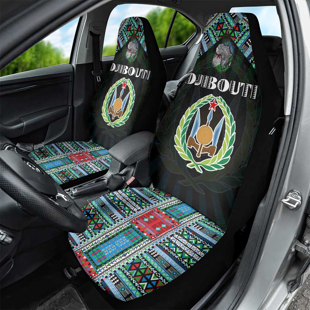 Djibouti Roots Car Seat Cover African Map in Fingerprint and Tribal Colors