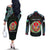 Personalized Djibouti Roots Couples Matching Off The Shoulder Long Sleeve Dress and Long Sleeve Button Shirt African Map in Fingerprint and Tribal Colors