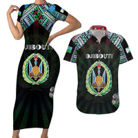 Personalized Djibouti Roots Couples Matching Short Sleeve Bodycon Dress and Hawaiian Shirt African Map in Fingerprint and Tribal Colors