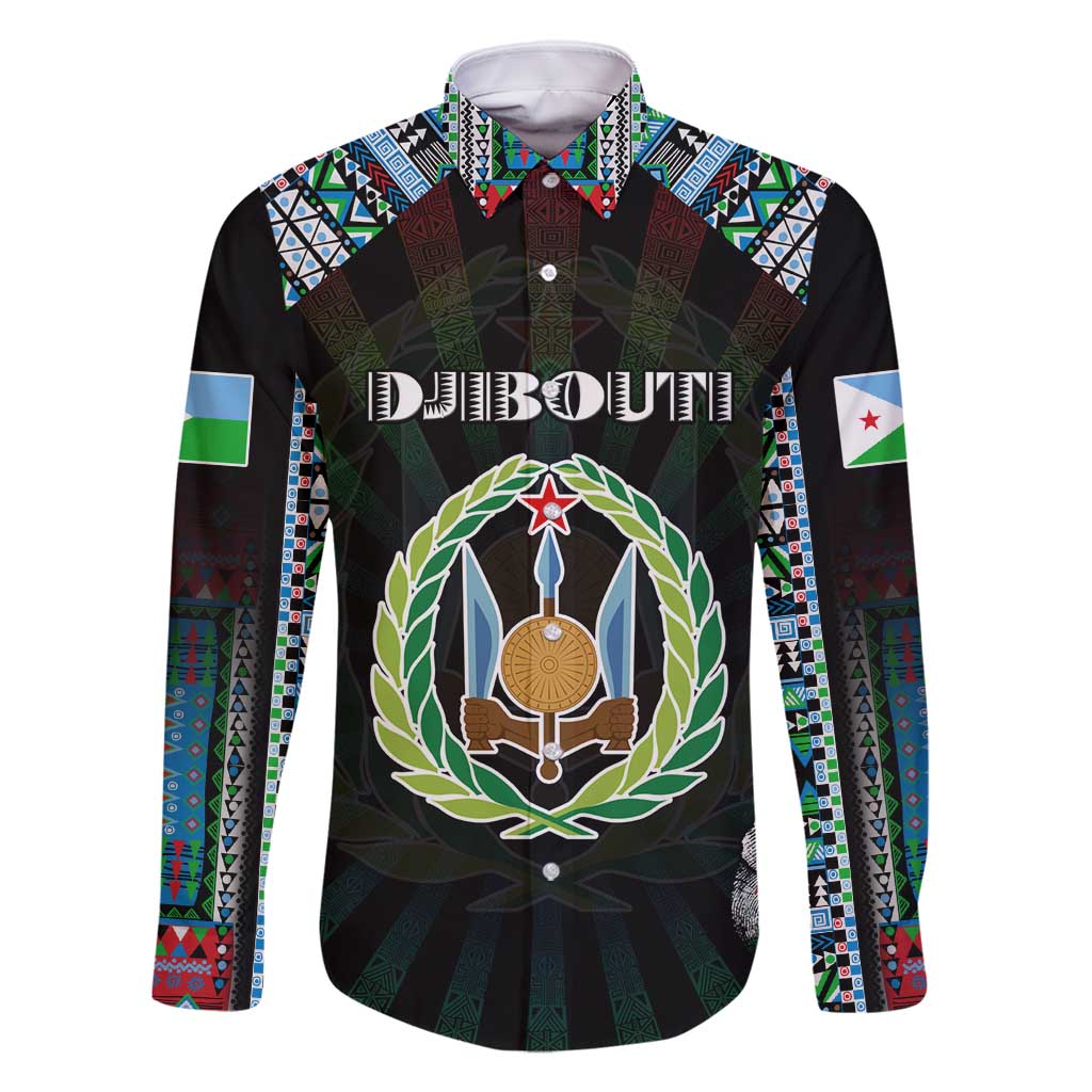 Personalized Djibouti Roots Family Matching Long Sleeve Bodycon Dress and Hawaiian Shirt African Map in Fingerprint and Tribal Colors