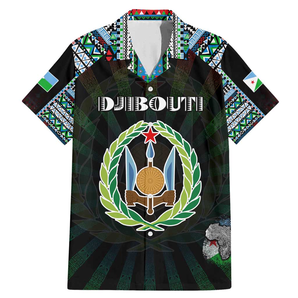Personalized Djibouti Roots Family Matching Mermaid Dress and Hawaiian Shirt African Map in Fingerprint and Tribal Colors